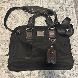 TUMI Black and Brown Men's Briefcase Laptop Bag Nylon and Leather
